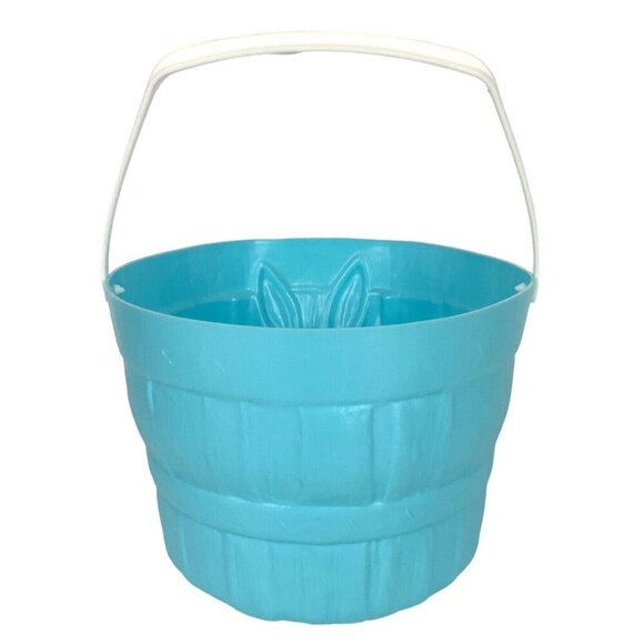 Vintage General Foam Plastics Blue Easter Bucket Bunny Design & White Handle - Picture 3 of 6